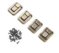 Lot de 4 verrous à moraillon en fer antique, boîte à bijoux vintage et boucle à bagages en bronze vert/argent/or/jaune bronze, 48 x 32 mm et 40 x 27 mm