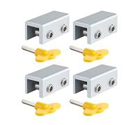 Lot de 4 verrous de fenêtre coulissante réglables avec serrure à clé et sécurité enfant pour entrebâilleur de fenêtre coulissante verticale