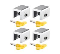Lot de 4 verrous de fenêtre coulissante réglables avec serrure à clé et sécurité enfant pour entrebâilleur de fenêtre coulissante verticale
