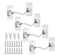 Lot de 4 verrous de fenêtre pour fenêtres en UPVC, sans perçage, serrures de fenêtre pour UPVC, sécurité Enfant avec clé, verrous de réfrigérateur pour sécurité Enfant