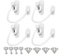 Lot de 4 verrous de fenêtre sécurité pour enfants, limiteur fenêtre à câble en acier inoxydable 7, 9 pouces long avec clé, limiteurs d'ouverture pour salon, chambre à coucher, balcon