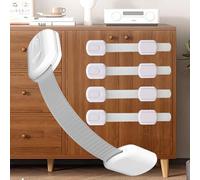 Lot de 4 verrous de four réglables pour sécurité des tout-petits pour réfrigérateur, siège de toilette, placard, tiroir et armoire, avec adhésif facile, aucun outil nécessaire, pas de perçage et pas