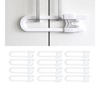 Lot de 4 verrous de porte coulissante, en forme de U, réglable, sécurité enfant, pour double poignée, blanc