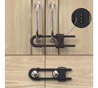 Lot de 4 verrous de porte coulissants de sécurité pour bébé - Verrous réglables en forme de U pour armoire, tiroir, placard (4 pièces, gris)