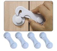 Lot de 4 verrous de porte d'armoire pour la sécurité des bébés et des enfants, avec adhésif pour tiroirs, placards, réfrigérateurs, placards et garde-manger, loquet de porte à l'épreuve des enfants