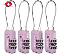 Lot de 4 verrous de voyage acceptés par la TSA - Serrure à combinaison pour casier d'école, salle de sport, valise, armoire de classement, boîte à outils, valise (violet)