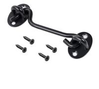 Lot de 4 verrous porte en acier inoxydable for fenêtres et portes coulissantes, loquets cabane, crochets œillets, cabanon, support silencieux for usage domestique pour Porte(Black-6 inches)