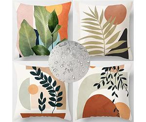 Lot de 4 Vert Housse de Coussin 90x90cm Extérieur imperméable Lin Plante tropicale Housses Coussins Decoratif Taies d'oreiller Carrées pour Décor Sofa Coussin Salon de Jardin Exterieur Décoratif-2996