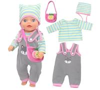 Lot de 4 vêtements de poupée pour poupées de 12 à 14 pouces, 30 à 35 cm, combinaison koala pour nouvelles poupées de bébé, jolies tenues de poupée, combinaison, cylindre et sac, nouveaux vêtements de