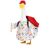 Lot de 4 vêtements d'extérieur en forme de statue d'oie avec robe, chapeau, cartable, crayon pour décoration de pelouse et présentation de salle de classe