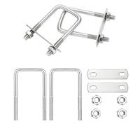 Lot de 4 vis à étrier M8 50 x 80 mm, étrier en U en acier inoxydable 304 avec filetage, boulons en U, avec écrou et contre-plaque, boulons en U, pour applications automobiles, navales et industrielles