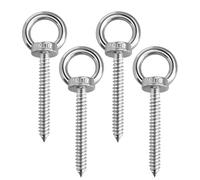 Lot de 4 vis à œil M10 x 80 mm, en acier inoxydable 304, robustes, avec filetage extérieur, robustes, pour hamacs, auvents, chaises à bascule
