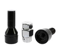 Lot de 4 vis antivol premium de 14 x 1,50 L28 en acier avec tête rotative anti-mâchoires avec 2 clés à tulipe avec 7 pointes rondes, couleur noire