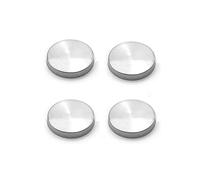 Lot de 4 vis décoratives en acier inoxydable avec embout convexe en particules de caoutchouc Argenté brossé Diamètre 25 mm