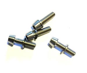 Lot de 4 vis M5 x 18 mm en titane + rondelles en titane pour potence | 4 vis en titane + 4 rondelles en titane - 100 % titane = 0 % de corrosion - Parfait pour la tige - 50 % plus léger que