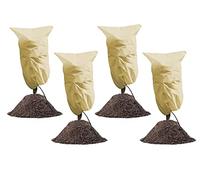 Lot de 4 Voile Hivernage Plante Exterieur, 80 X 100cm Housse Hivernage pour Plantes, Voile Dhivernage, Housse d’Hivernage Arbre, Housse hivernage Palmier Con Ajustable avec Cordon de Serrage
