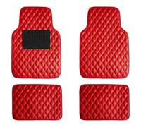 Lot de 4 Voiture Cuir Tapis Sol pour Toyota Sequoia 2008-2017, Tapis de Voiture Imperméables Tout Temps en Cuir Couverture ComplèTe Tapis Sol Voiture Revêtements,A Red