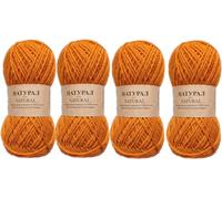 Lot de 4 x 100 g - Fil de laine de mouton naturel pour tricot et crochet, brut, couleurs naturelles et teint (Orchidée/Lavande) (orange)