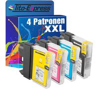 Lot de 4 x Cartouche d'encre Compatible pour BROTHER LC985 XXL Noir/cyan/magenta/jaune avec puce et indicateur