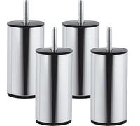 Lot de 4 x Pieds de Meuble Uniform Ø 50 / H 100 mm Chrome Poli Pieds Socles Pieds de Canapé Pieds de Lit de So-Tech