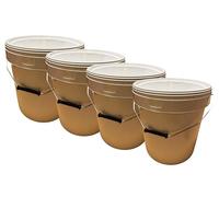 Lot de 4 x Seau Plastique 20 L litres avec Couvercle - Robuste, Étanche et Réutilisable pour Usage Domestique ou Professionnel