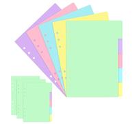 Lot de 40 / 8 ensembles de classeurs A5 intercalaires à 6 trous, intercalaires en vrac pour classeurs 5 couleurs, intercalaires horizontaux A5 pour l'organisation des carnets