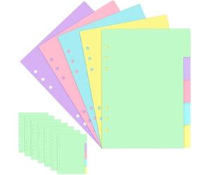 Lot de 40 / 8 ensembles de classeurs A5 intercalaires à 6 trous, intercalaires en vrac pour classeurs 5 couleurs, intercalaires horizontaux A5 pour l'organisation des carnets