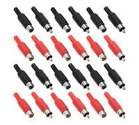 Lot de 40 adaptateurs de prise RCA audio vidéo de rechange RCA mâle et femelle (10 rouge/noir mâle et 10 rouge/noir femelle)