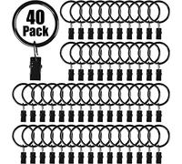 Lot de 40 anneaux de rideaux avec clips, clips de rideaux de qualité supérieure avec anneaux, anneaux de suspension de 3,2 cm de diamètre intérieur, convient aux tringles à rideaux jusqu'à 2,5 cm,