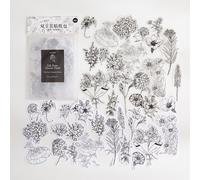 Lot De 40 Autocollants De Lignes De Plantes, Noir Et Blanc, Rétro Littéraire, Peinture Décorative, Carnet De Notes, Matériel Pour Journal Intime