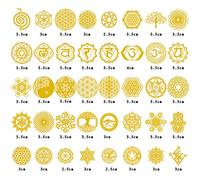 Lot de 40 autocollants géométriques sacrés en forme d'orgonite en cuivre - Tour d'énergie - Pyramide - Résine époxy - Art Fleur de vie