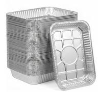 Lot de 40 Bacs à Graisse en Aluminium, Barquette Jetable pour Barbecue, Compatible avec Weber Spirit, Genesis, Traveler et Série Q, Accessoires d'Égouttement 21,6 x 15,2 cm