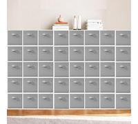 Lot de 40 bacs de rangement pliables en tissu de 28,9 cm avec poignée pour la maison, le bureau, l'étagère, les placards, la chambre à coucher, le salon, gris