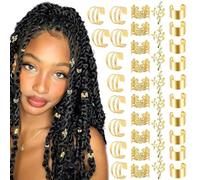 Lot de 40 bagues tressées pour cheveux - En métal robuste - accessoires pour tresses de cheveux en métal sont décoratifs et élégants pour la décoration de bijoux