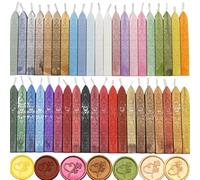 Lot de 40 bâtons de cire à cacheter de couleurs mélangées avec mèches, style vintage, pour sceau de lettres et cachets de cire (40)