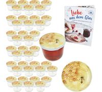 lot de 40 bocaux en verre renversé de 230 ml + couvercle à miel TO82 + recette du sucre Diamant