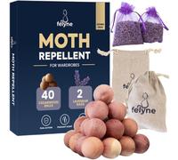 Lot de 40 Boules Anti-Mites et 2 Sacs de Lavande pour armoires - 100% Bois de cèdre Naturel et Lavande - Huile de cèdre Anti-Mites - Traitement des Mites pour vêtements, Maison et Sacs en Coton