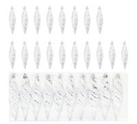 Lot de 40 boules de Noël en forme de spirale en plastique argenté - 3 x 11 cm - Décoration pour sapin de Noël - Avent - Décoration de Noël - Pour fenêtre, salon, fête
