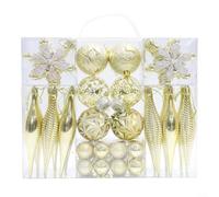 Lot de 40 boules de sapin de 6 cm avec décorations à suspendre pour vacances, fête de mariage et configuration festive saisonnière (doré)