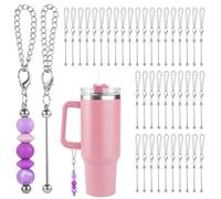 Lot de 40 breloques en métal pour créations perlantes, chaînes personnalisables pour loisirs créatifs, accessoires décoratifs pour gobelets