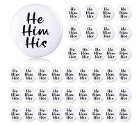 Lot de 40 broches Pronoun de 2,5 cm - Non binaires - Boutons ronds - Pronoun - Pronoun - Boutons mignons - Pronoun, Acier allié, Sans pierre précieuse