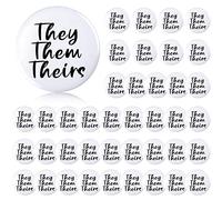 Lot de 40 broches Pronoun de 2,5 cm - Non binaires - Boutons ronds - Pronoun - Pronoun - Boutons mignons - Pronoun, Acier allié, Sans pierre précieuse