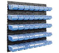 Lot de 40 caisses de rangement empilables en plastique avec couvercle transparent Bleu 80 x 80 cm