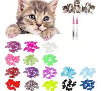 Lot de 40 capuchons pour griffes de chat, Couvre-Griffes Doux pour Chat avec Colle et Applicateurs Moyens, Gardez les Griffes du Chat Douces et en Sécurité {Couleur aléatoire} (Taille S - 40 pieces)