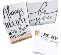 Lot de 40 cartes d'affirmation pleine conscience avec support en bois - Inspiration quotidienne pour la positivité et les soins personnels