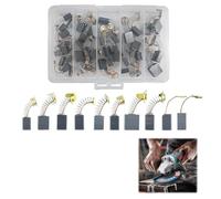Lot de 40 charbons moteur et balais de charbon de rechange, 10 tailles, outil électrique en carbone graphite avec boîte, résistant à l'usure pour marteaux perforateurs, scies circulaires, meuleuses