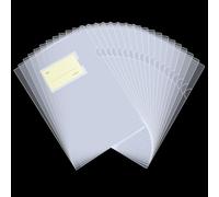 Lot de 40 Chemise Plastique A4 Transparent,Dossiers Pochette Plastiques Avec Poches,180 Microns,Pochettes Coins A4 en Polypropylène Pour le Bureau de L'école