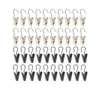 Lot de 40 clips de rideaux en acier inoxydable avec crochets, crochets de suspension en métal robustes pour photo, décoration d'intérieur, loisirs créatifs (noir + argent)