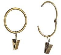 Lot de 40 clips de rideaux ouverts avec anneaux en laiton antique de 2,5 cm - Clips décoratifs en métal solide - Antirouille - Pour salle de bain, salon et chambre d'amis