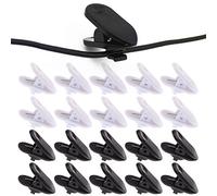 Lot de 40 clips pour câble d'écouteurs, rotation à 360 degrés, pour fixation de câble de casque, noir et blanc